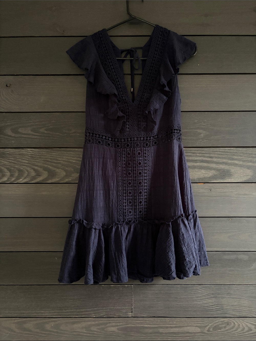 Blue Rain Navy V-Neck Ruffle Mini Dress